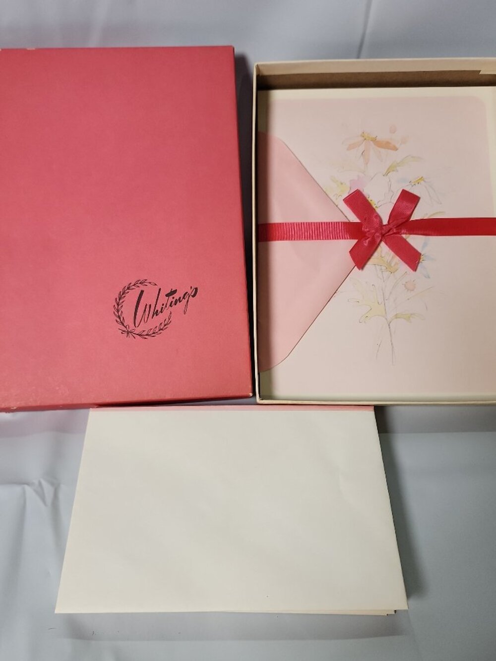 Whiting's Style 35004 Stationery Set Floral Pastel Pink VTG 1970s Near Complete
